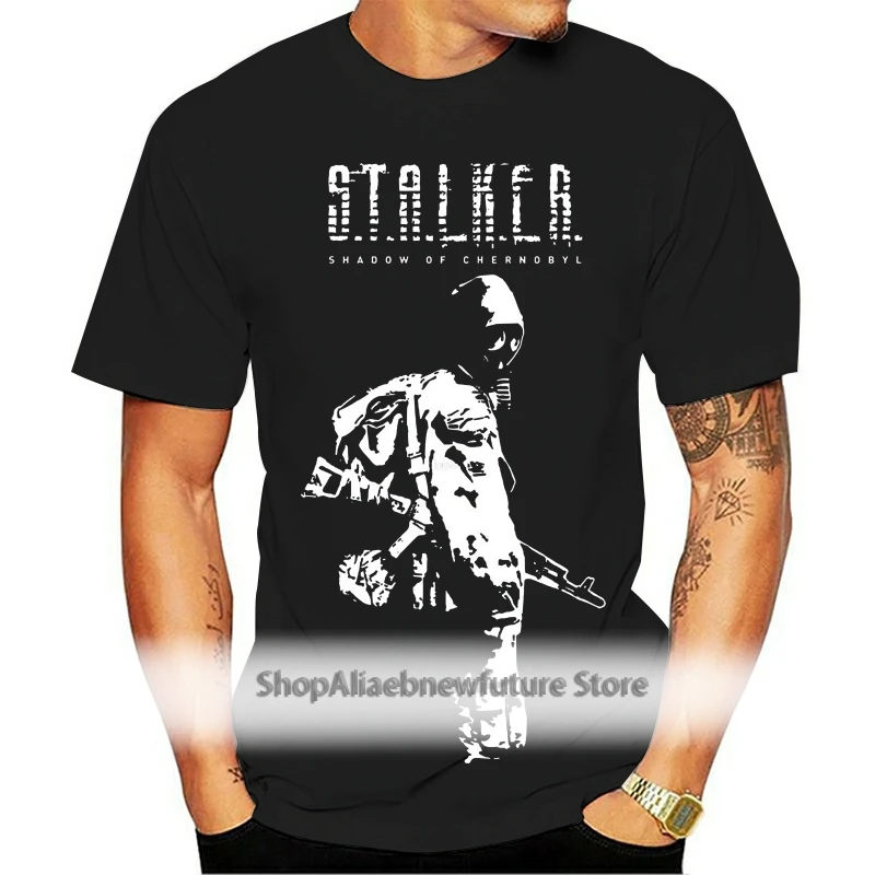

Funny Men T Shirt White t-shirt Tshirts Black Tee Cool Game Stalker T Shirts Awesome Graphic Design For Man T-Shirt