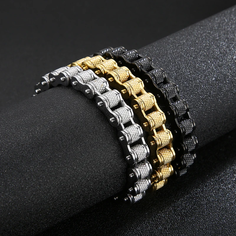 

New Cylindrical Charm Men's Bracelet Silver/Gold/Black Color 316L Stainless Steel Link Chain Bracelet For Men Fashion Jewelry