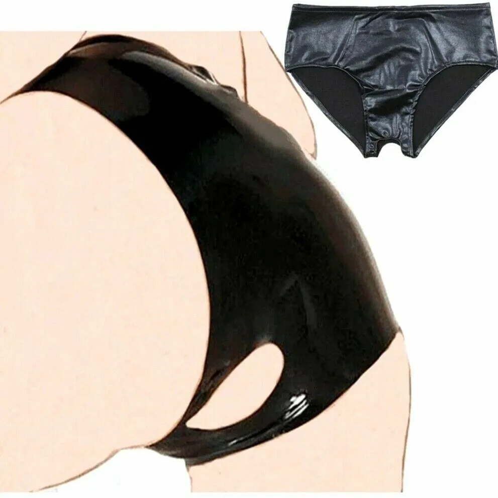 Женские Эротические трусики из искусственной кожи с открытой промежностью