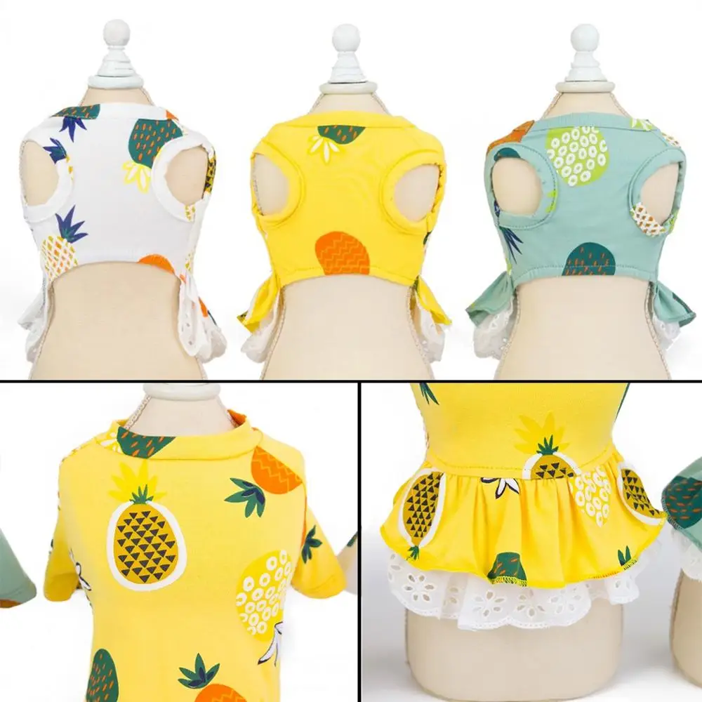 Модная хлопковая одежда для домашних животных милое платье с фруктовым узором