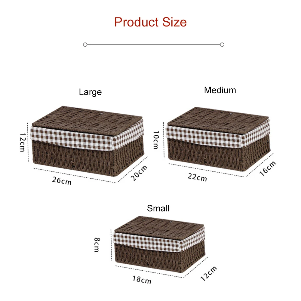 

Wicker Storage Basket Set Woven Storage Baskets with Lid Cotton Liner Organizer Decoration for Kitchen, Bedroom, Closet