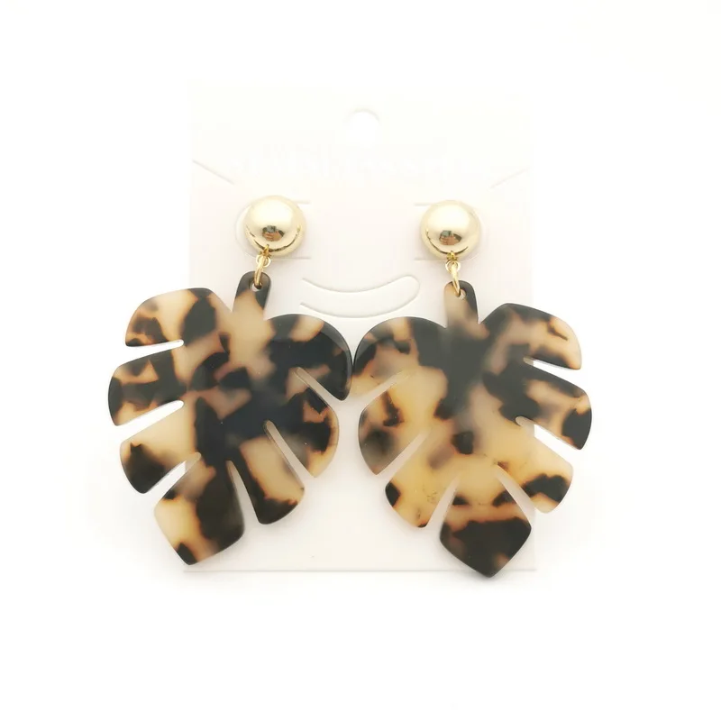 

Big bohemian Leaves Acetate Acrylic Earrings for women Drop Dangle Earing Geometric Earing Jewelry