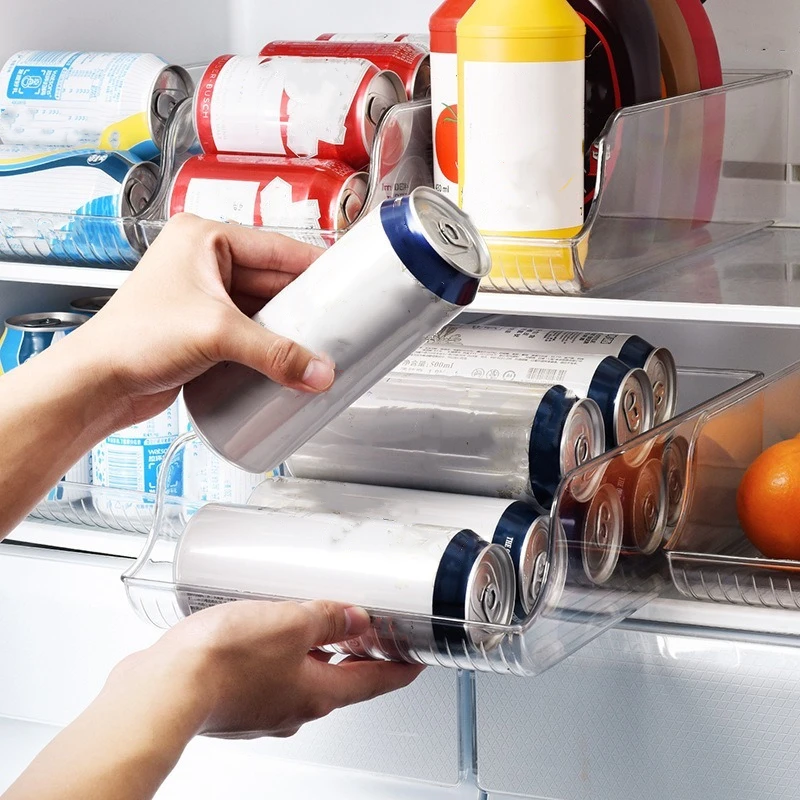 

Refrigerator Organizer Bins Storage Container Cabinets Soda Can Beverage Transparent Holder Fridge Freezer Kitchen Plastic Rack