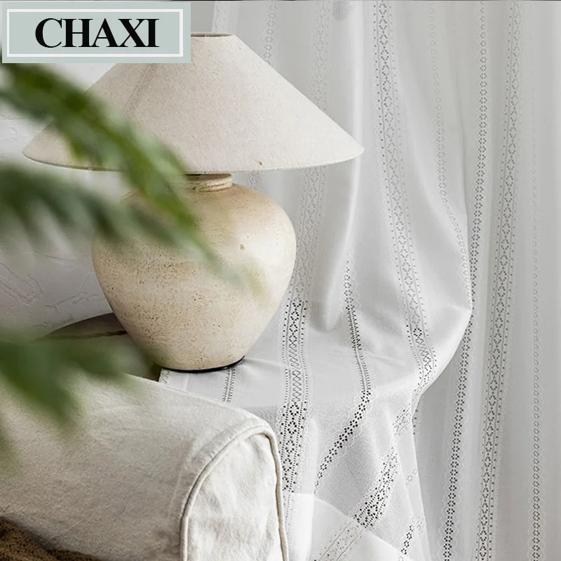 

Однотонные ажурные занавески CHAXI в японском стиле, для спальни, гостиной, жалюзи, драпировка, комнатная