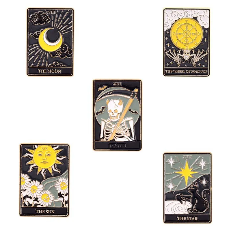 Эмалированные значки Tarot солнце луна звезды готический скелет - купить по