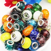 10pcs 16mm big round large hole luminous glass beads charms fit pandora bracelet women diy pendant necklace for jewelry making