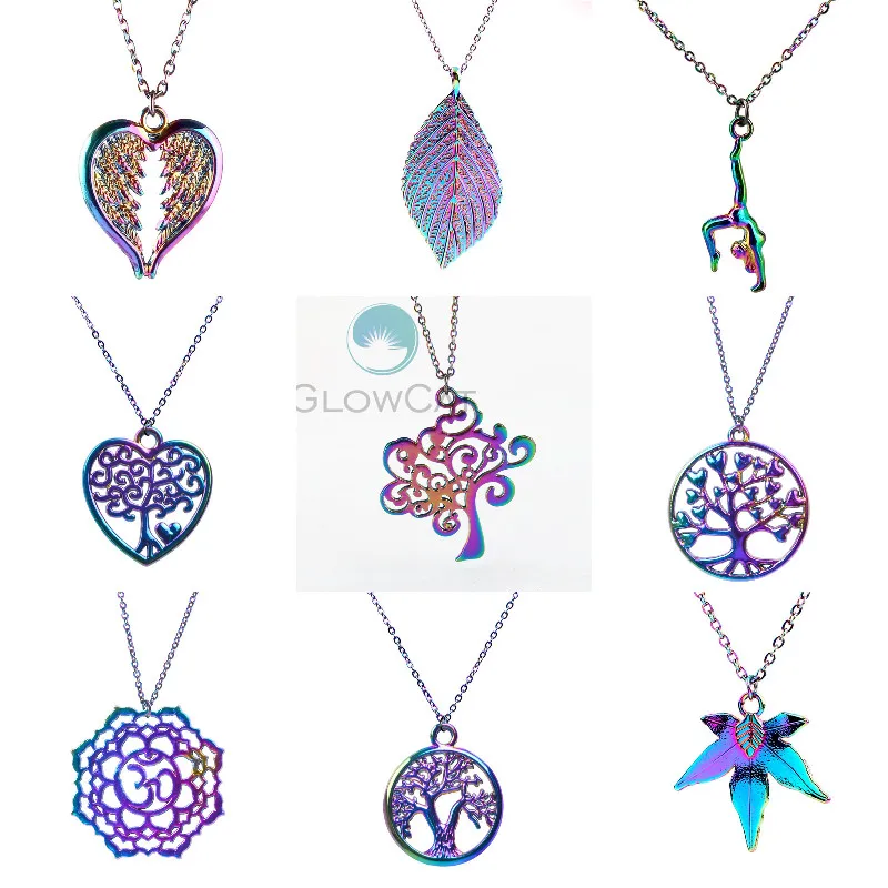 Ожерелье дерево Радуги подвеска Крыло ангела ожерелья кленовые листья