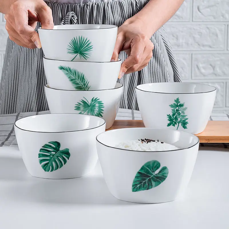 Домашняя керамическая квадратная столовая чаша милый мультяшный творческий