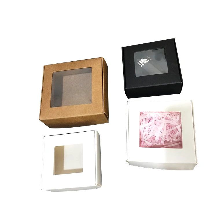 50 шт складная коробка из крафт-бумаги с прозрачным ПВХ окном подарочная