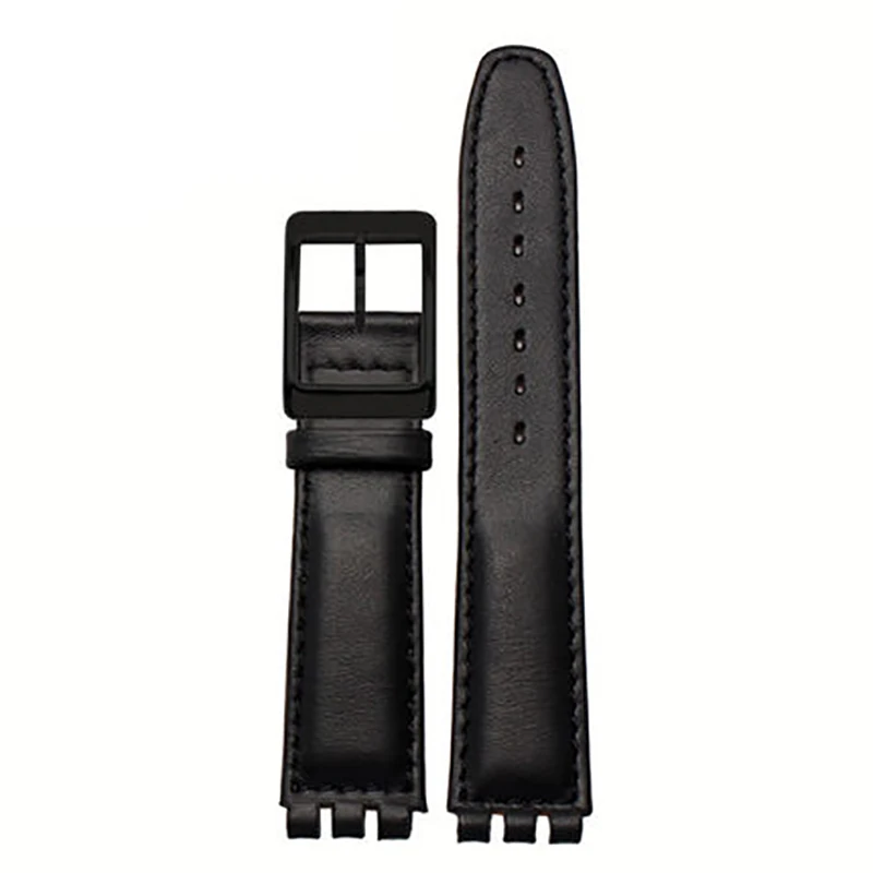 17mm 19mm Bump Interface Leather Watch Chain Applicable for Swatch YCS YRS YGS Strap Gift Watchband Men's and Women's Bracelet