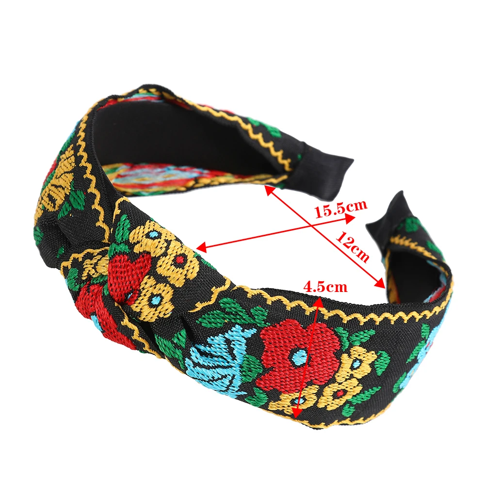 Женский ободок для волос AWAYTR этнический с вышитыми цветами/листьями головы