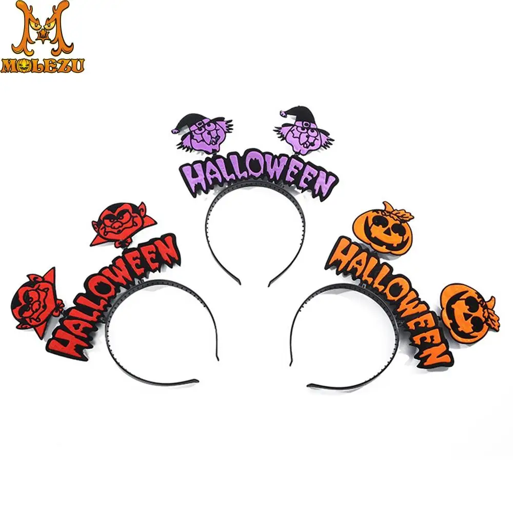 Molezu Хэллоуин письмо лента для волос аксессуары три вида Цвет тыквы вечерние