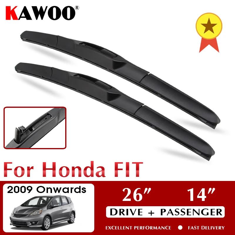 KAWOO Wiper Front Car Wiper Blades For Honda FIT 2009 Onwards Windshield Windscreen Front Window Accessories 26