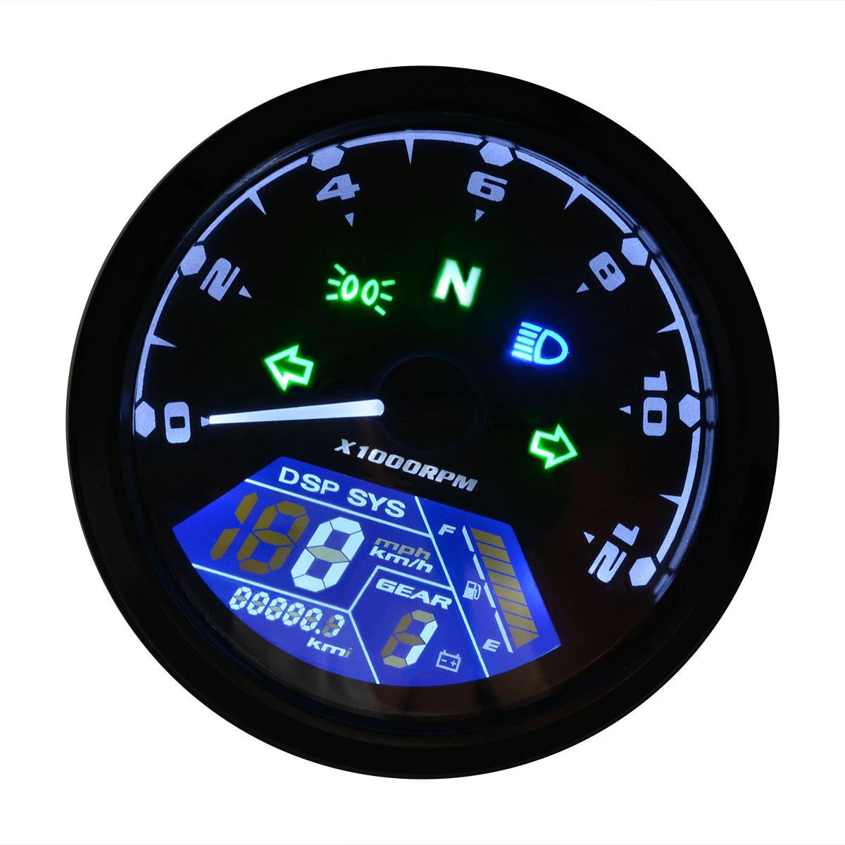 

1pc LCD Digital Motorcycle Speedometer Universal Waterproof Black 12000RPM 8-18V Gear Tachometer 0-199km/h 12000rpm