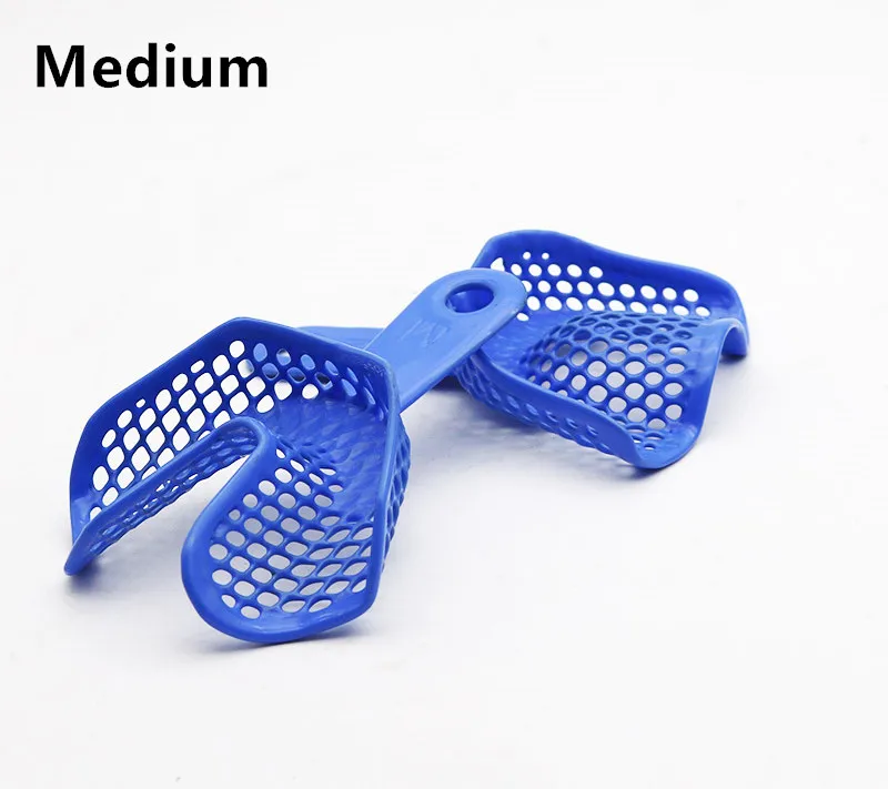 100Pis Dental Plastic-Steel Materials Medium Model Impression Trays Blue Tray Upper&Lower