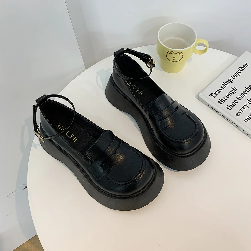 

Casual Woman Shoe Female Footwear Clogs Platform Round Toe Modis Shallow Mouth Oxfords British Style Summer Dress Creepers Retro