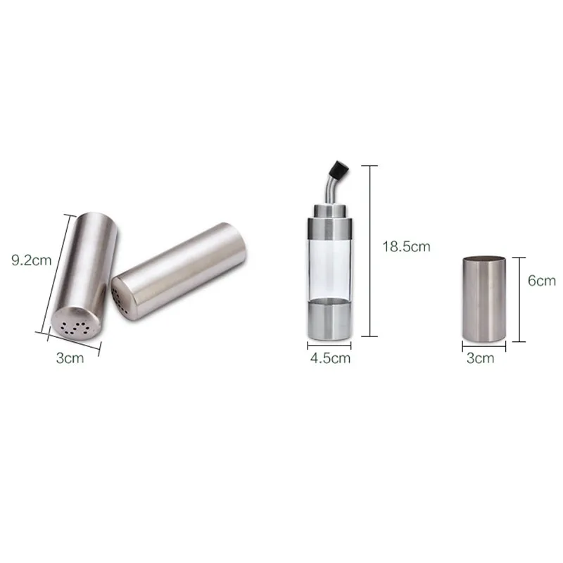 

5Pcs Seasoning Bottle Set with Wooden Rack Pepper Bottle Holder Kitchen Tools for Oil Salt Vinegar Soy Sauce Storage