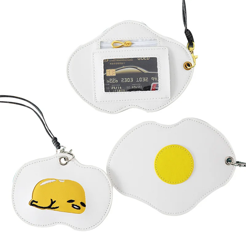 

Creative Egg Card Case Women Lanyard Coin Purse Fashion Cartoon Business Card Holder Zipper Student Bus Credit ID Card Wallet