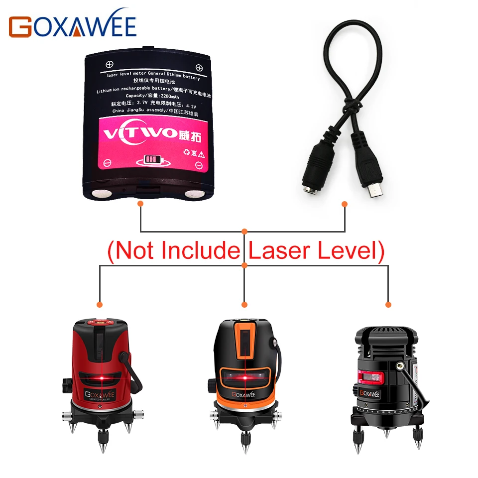 GOXAWEE лазерный уровень общего литиевые перезаряжаемые Батарея для 3D зеленый