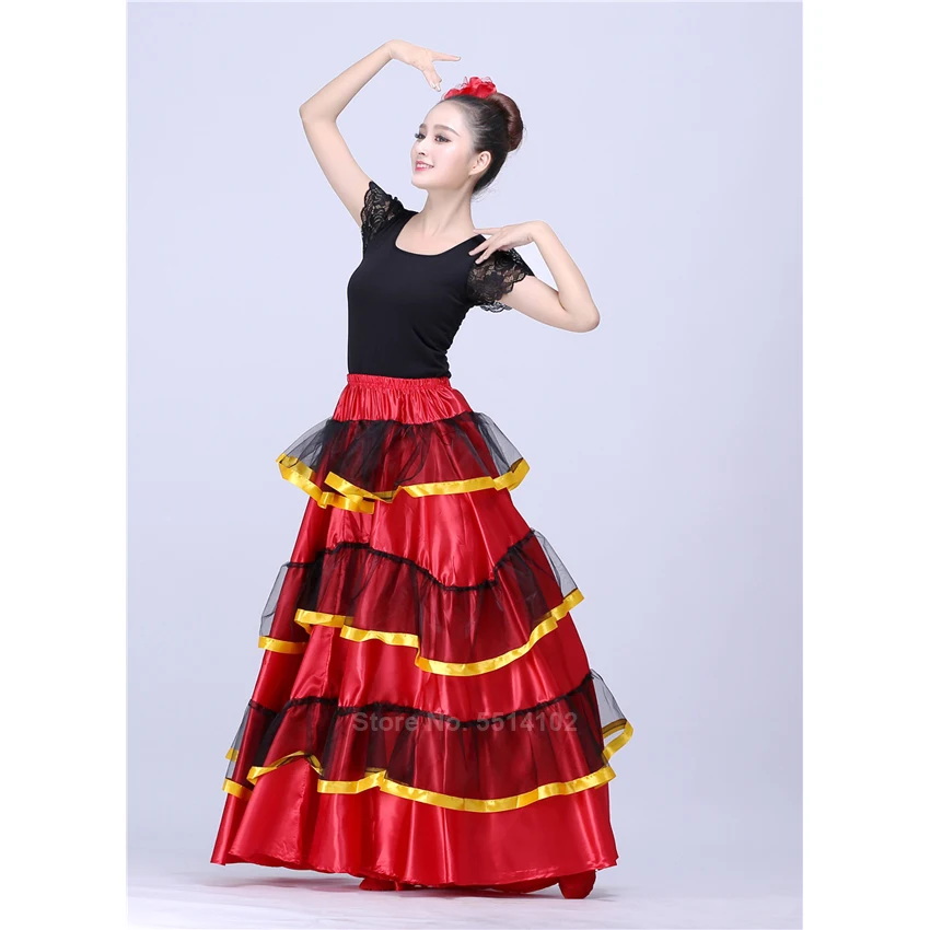 Женская атласная юбка для фламенко взрослых с рюшами|Фламенко| |