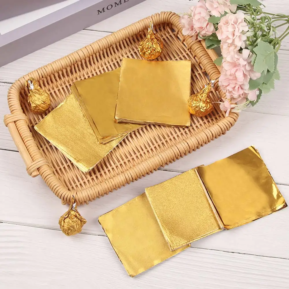 100 шт Сделай Сам позолоченная алюминиевая фольга Конфеты Шоколад печенье
