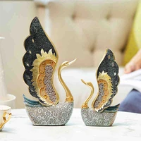 european resin couple swan ornament home decoration crafts wedding gift home desk figurines tv cabinet office statue accessories