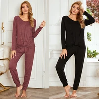 ladies pajamas set comfortable long sleeve trousers soft round neck home set autumn and winter new sleepwear soft home wear