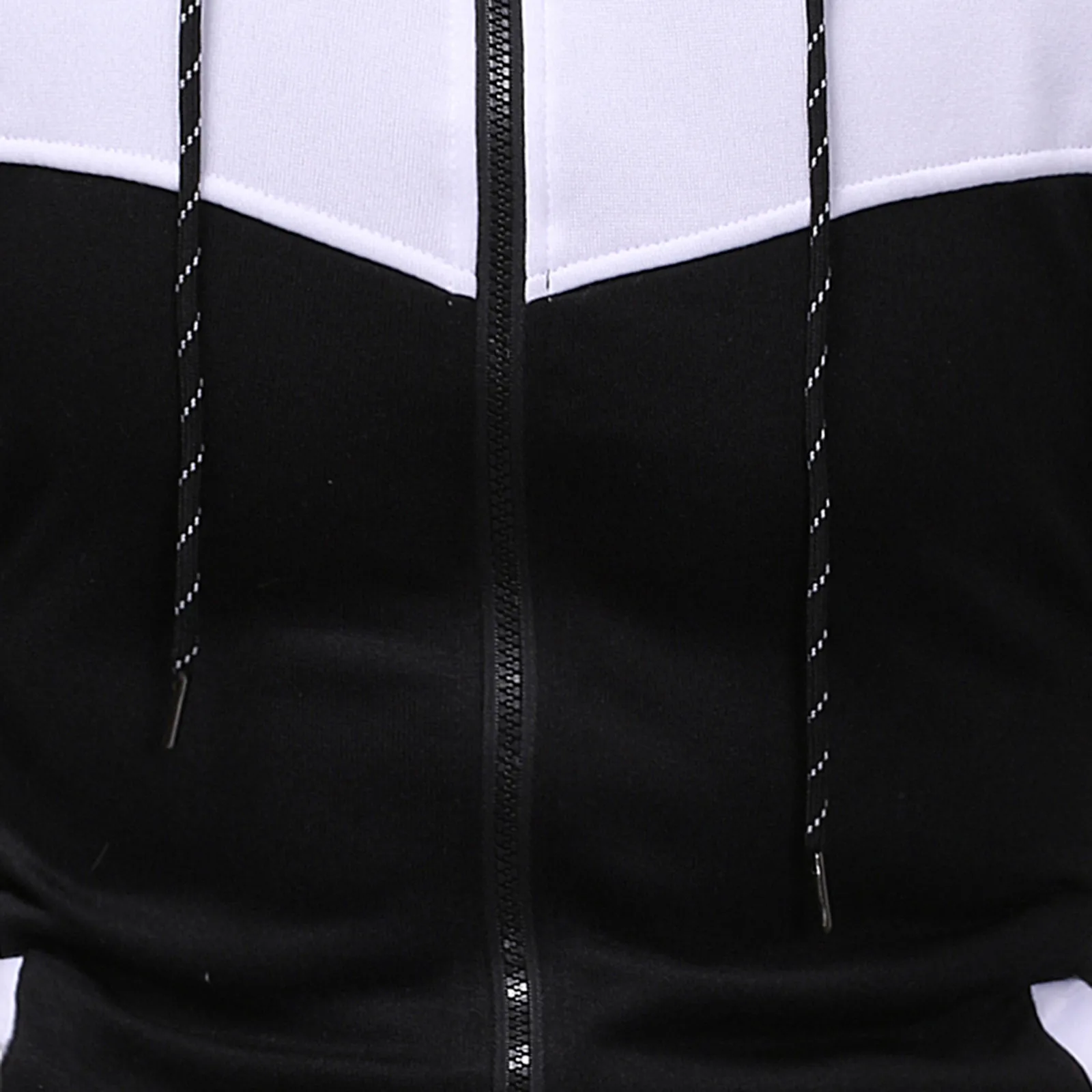 

Men's Sports Suit Color Block Tops + Pants Set Autumn Winter Male Hooded Zipper Outwear Tops Drawstring Trousers Set Tracksuit