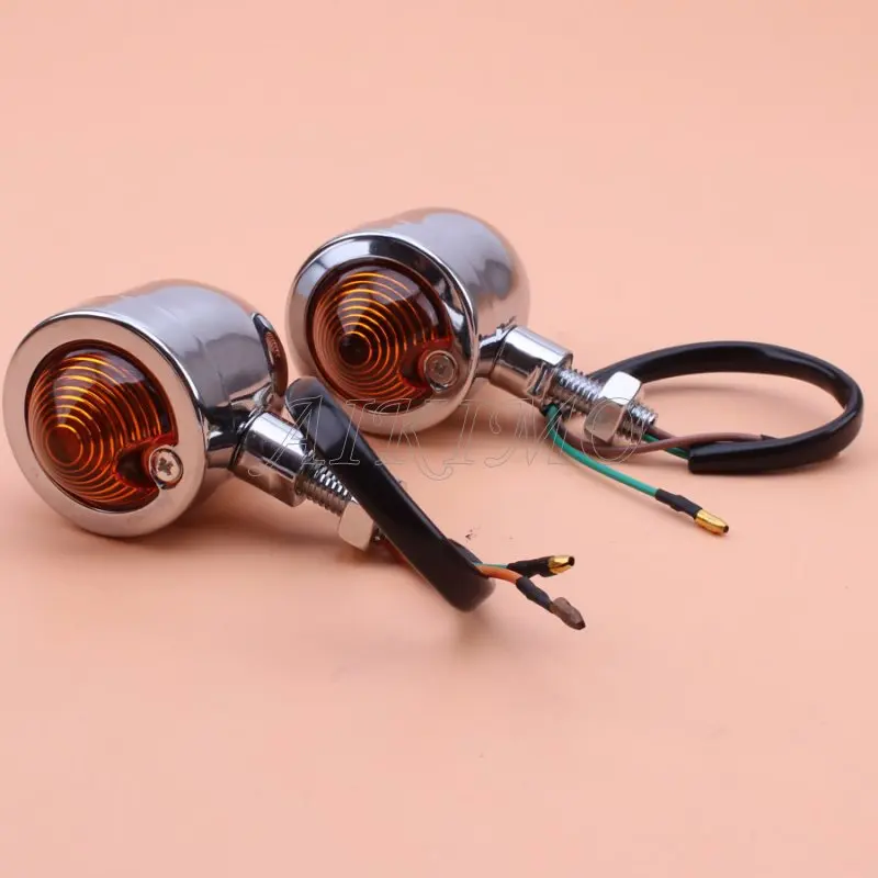 1 пара хромированных металлических указателей поворота желтые огни лампа в стиле