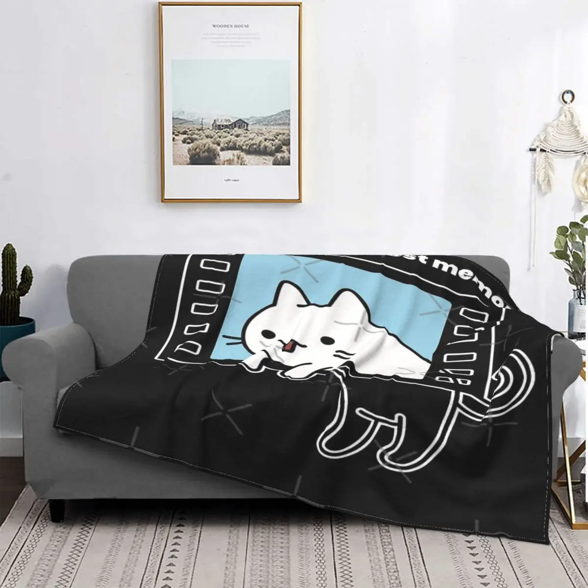 

Marco de película exterior de gato para fotografía, manta de 3 capas, a cuadros colcha para cama, sofá, manta de Picnic, manta p