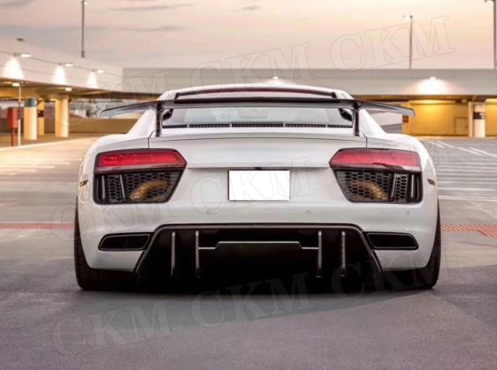 Углеродного волокна диффузор, губа на задний бампер спойлер для Audi R8 V8 V10- стайлинга автомобилей