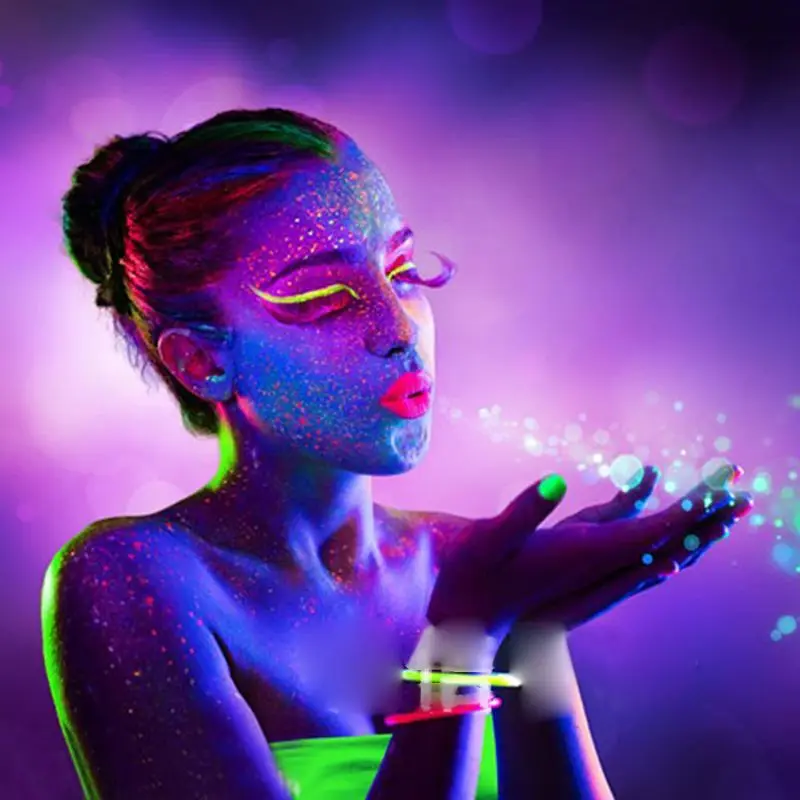 

Glow in The Dark Liquid Luminous Pigment Non-Toxic Blacklight Face Paint Makeup