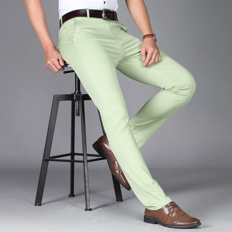 

Black blue khaki Plus size office trousers men cotton high quality Stretch straight business Wedding casual pants men pantalones