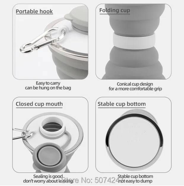 Складная Силиконовая бутылка для воды портативная большая емкость 500 мл чашка