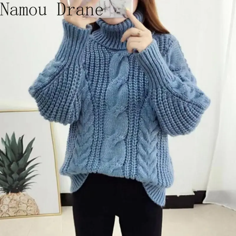 2020 autumn and winter new thick thread knit sweater Korean version loose lazy style super fire short pullover women | Женская одежда