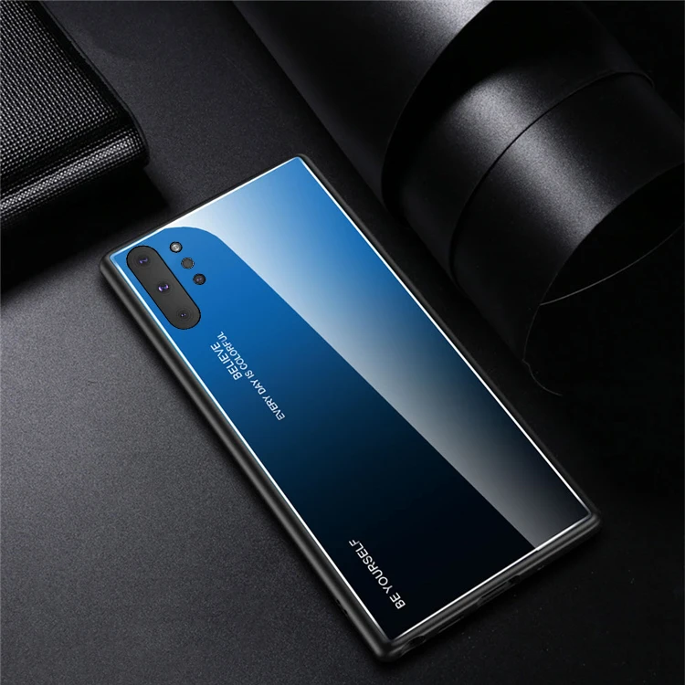 Черный Жесткий чехол для samsung Galaxy Note 10 Plus, чехол из закаленного стекла, защитный чехол для samsung Galaxy Note 10, чехол из мягкого ТПУ и поликарбоната - Цвет: Черный