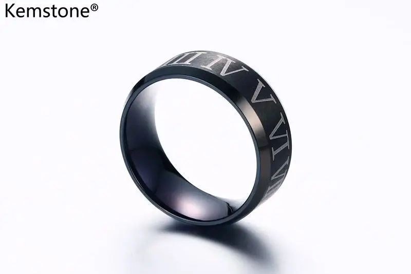 Kemstone 8MM Titanium Ring For Men Black Plated Rome Digital Rings | Украшения и аксессуары