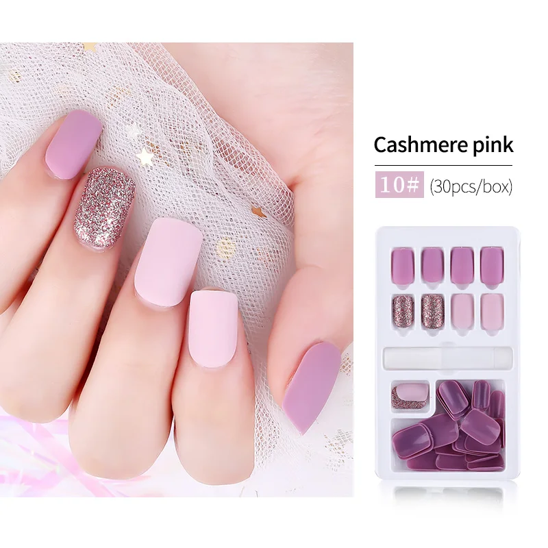 color 10 30 шт Многоразовые Накладные кончики для украшения ногтей, Длинные Короткие накладные искусственные Кончики ногтей, пресс для маникюра - Цвет: color 10