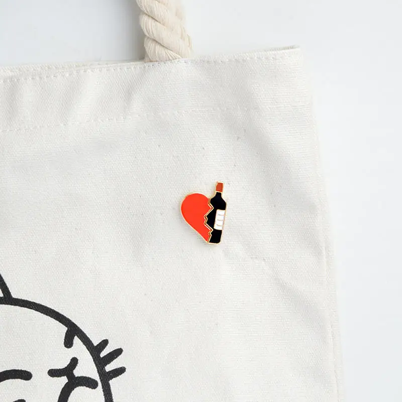 Новинка креативные металлические значки в виде сердца винного вина шпильки