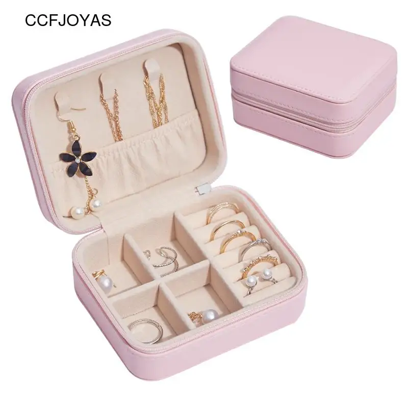 

CCFJOYAS портативная коробка для ювелирных изделий из полиуретана, для свежих и простых сережек, маленькие серьги, кольцо, многофункциональная ...