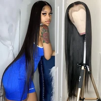 30 40 inch lace front bone straight human hair wigs for black women pre plucked brazilian virgin 13x4 hd full lace frontal wig