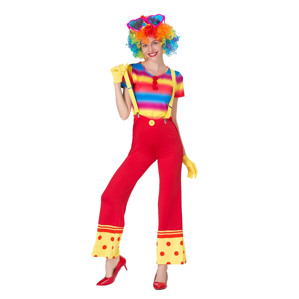 

Funny Women Circus Clown Costume Lady Jester Fancy Dress Cosplay Outfit
