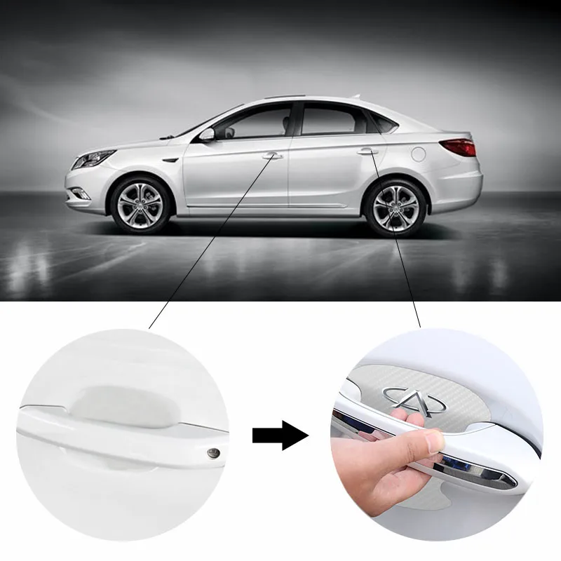 

4pcs Car Emblem Door Handle Protection Film Sticker Auto Accessories Goods For Chery Tiggo 2 3 7 8 5X IQ QQ Fulwin Face Arrizo 5