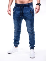mens vintage stretch cotton jeans blue skinny jogging smart casual denim frenum jeans cargo loose biker pants pure color