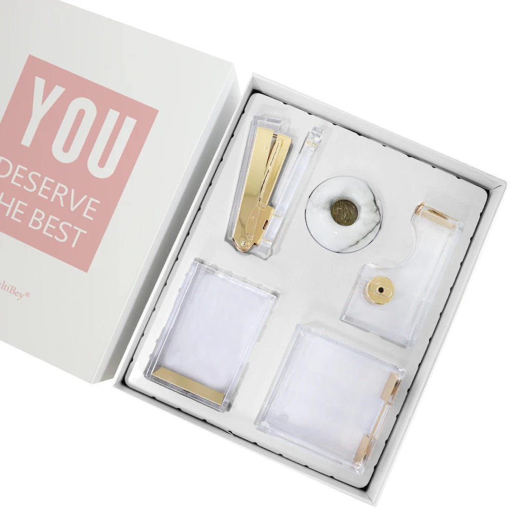 Najtaniej Materiały Biurowe Na Biurko Zestaw Akcesoriów 8 W 1 Wielofunkcyjny Przezroczysty Akrylowy Zestaw Biurowy