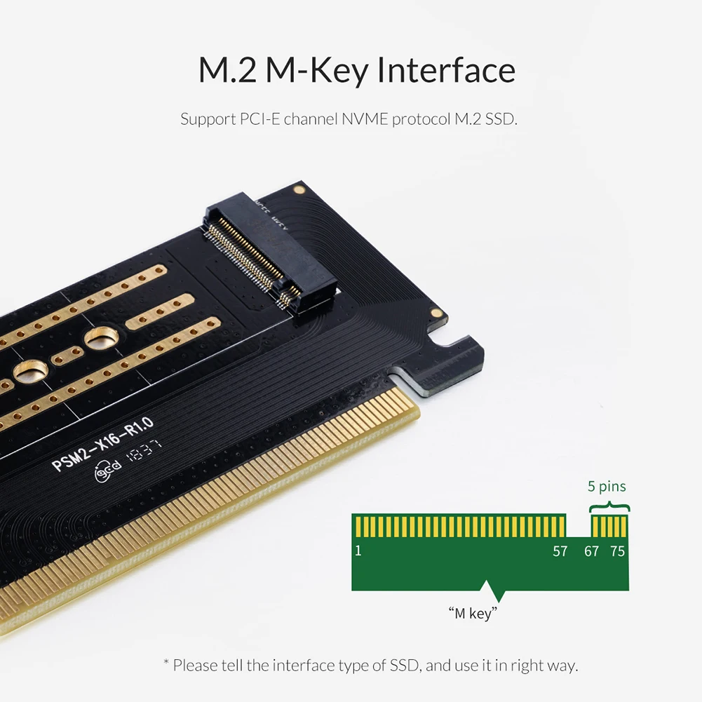 

ORICO M.2 NGFF M Key NVMe to PCI-e 3.0 X16 Expansion Card 2230 2242 2260 2280 M.2 SSD Adapter SSD to PCIe 3.0 X16 Expansion Card