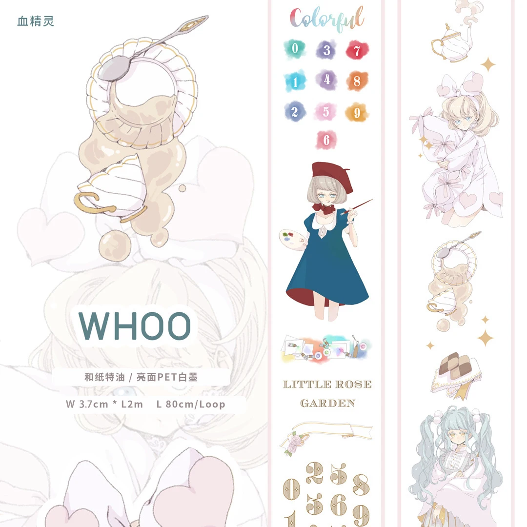 

2 Meter Roll Washi Tape Cute Girl Characters Special Oil Collage Decoration