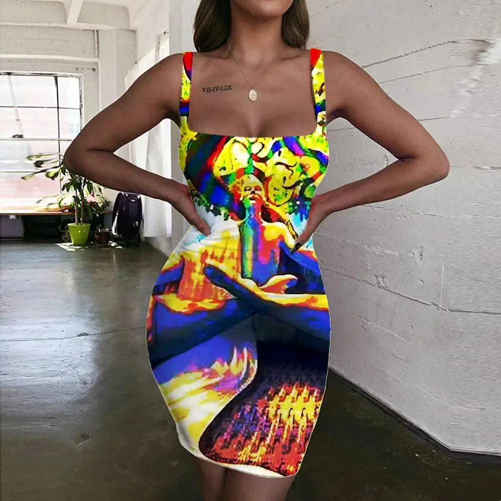 

Giyu Brand Colorful Dresses Women Art Vestido Sexy Graffiti Bodycon Dress Harajuku 3d Print Womens Clothing Mini Evening New