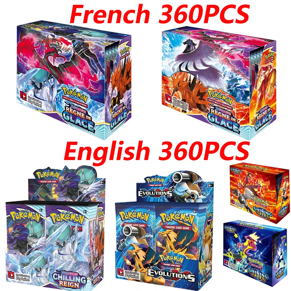 

Новая французская версия карт Pokemon TCG: Покемон Booster Box, стили боевой коллекционный трактор, карточная игра, игрушка для детей