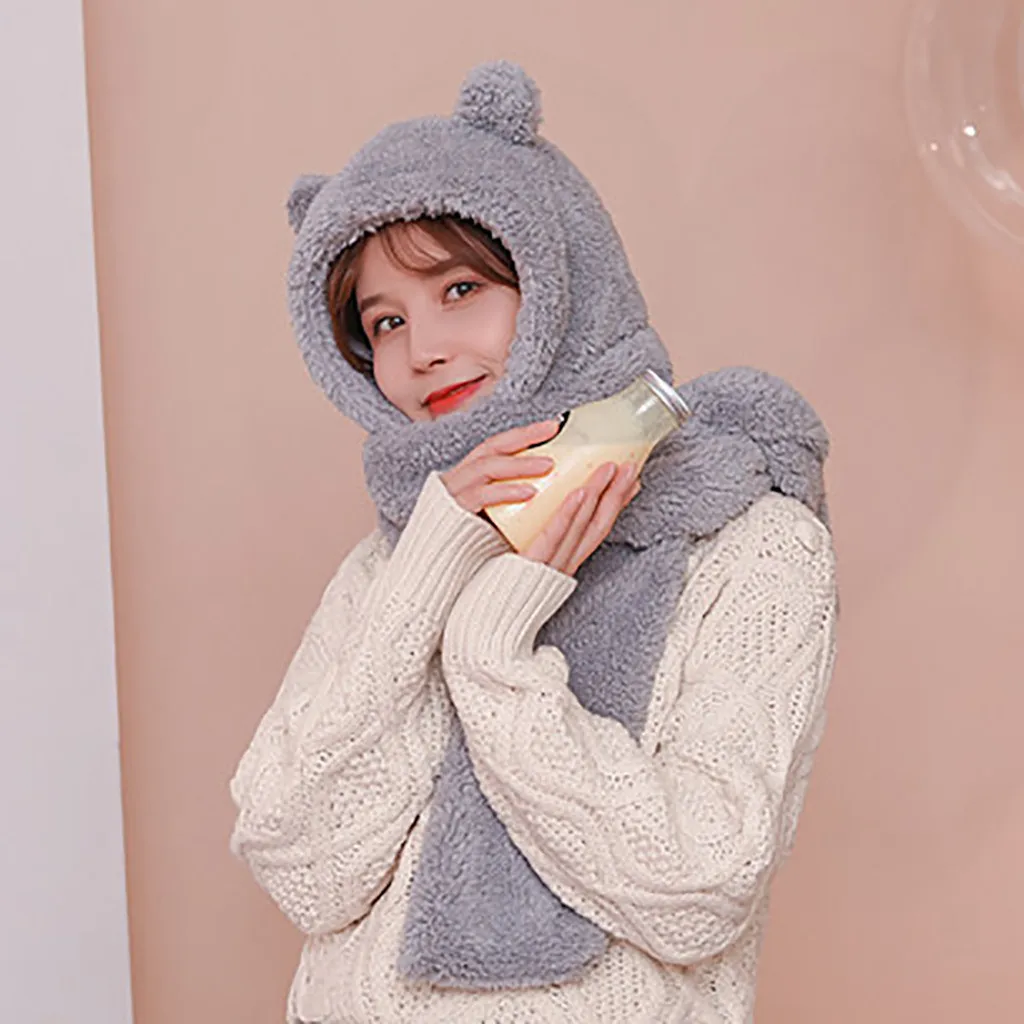 Шляпа с защитой ушей зимняя плюшевая искусственная Толстая Милая мультяшная